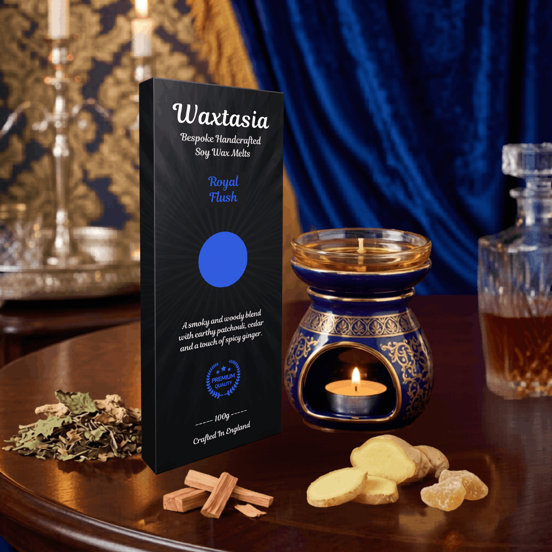 Royal Flush woody and Spice Ginger Scented Wax Melt Warm woody masculine cedarwood and heady patchouli melts